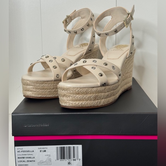 Vince Camuto Shoes - Vince Camuto Beige Studded Wedge Sandals